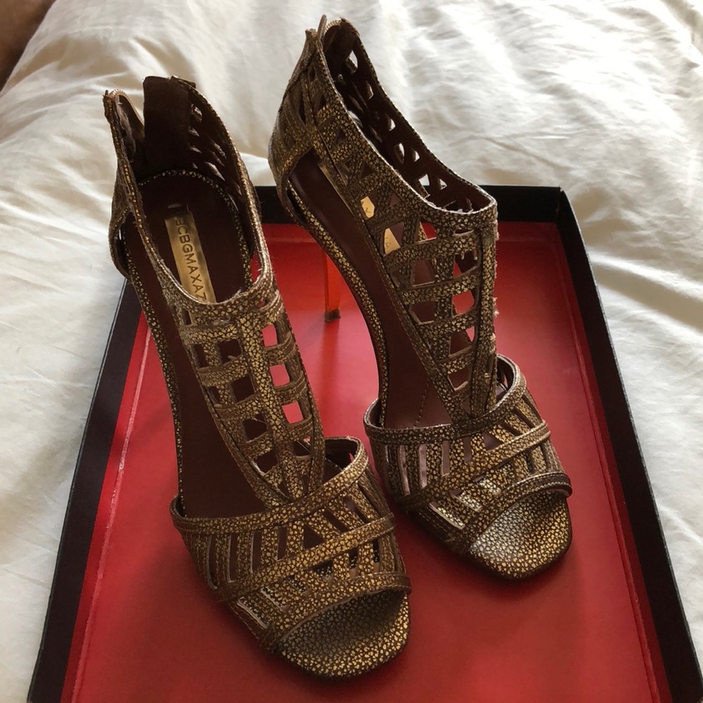 Gold high heels